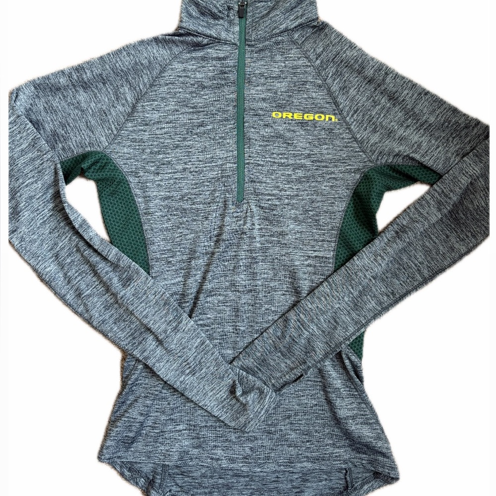 Oregon Ducks Running Quarter Zip Grey Green Colosseum XS